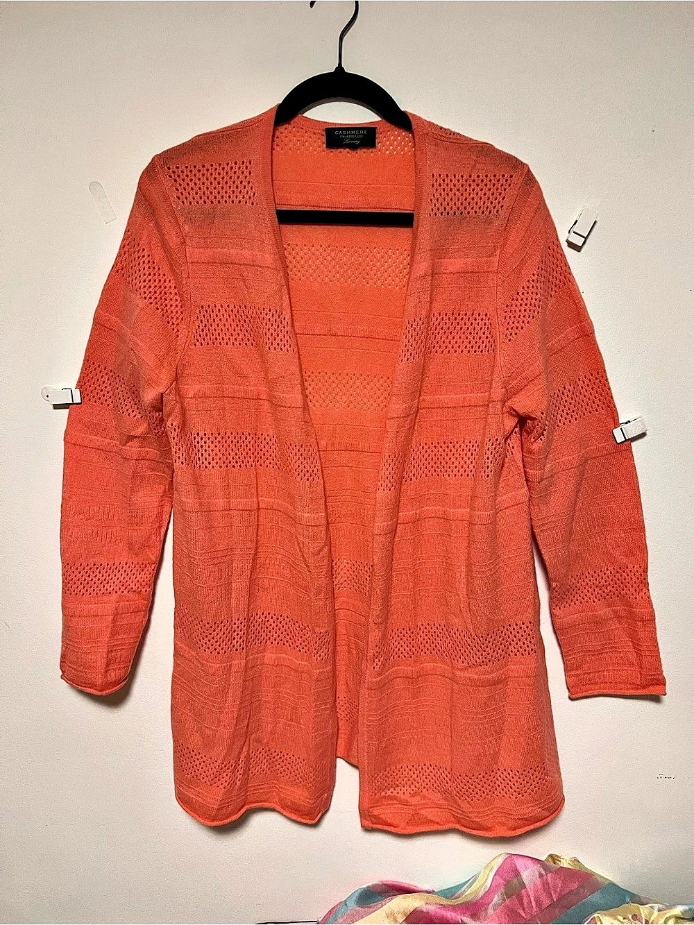 Cashmere Charter Club Open Front Cardigan in Orange Like New
